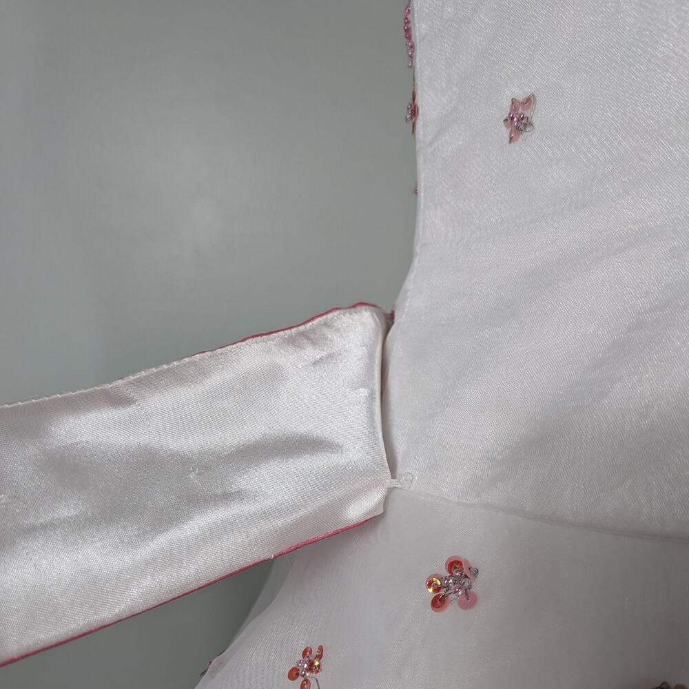 Vintage Alyce Prom Dress Maxi Gown 6 White Pink Y2K Princess Wedding Coquette - Picture 10 of 16
